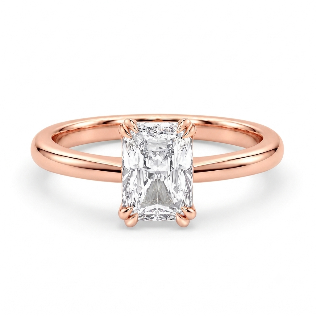 Golden Minimal Elegance Emerald Cut Gold Ring