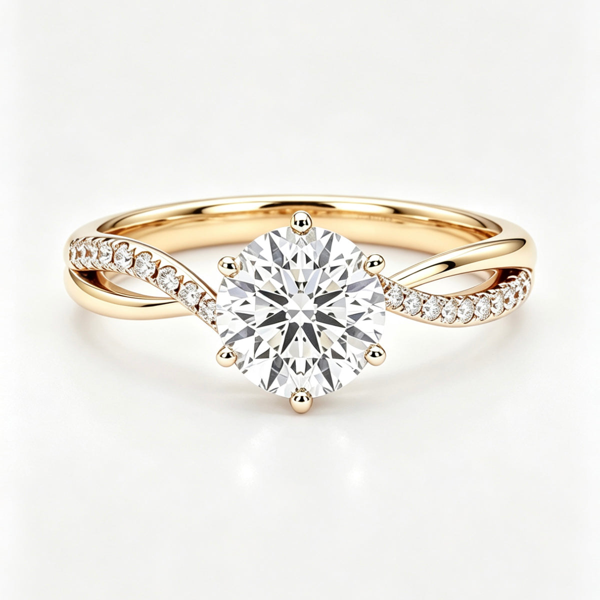 Twisted Shank Round Diamond Ring