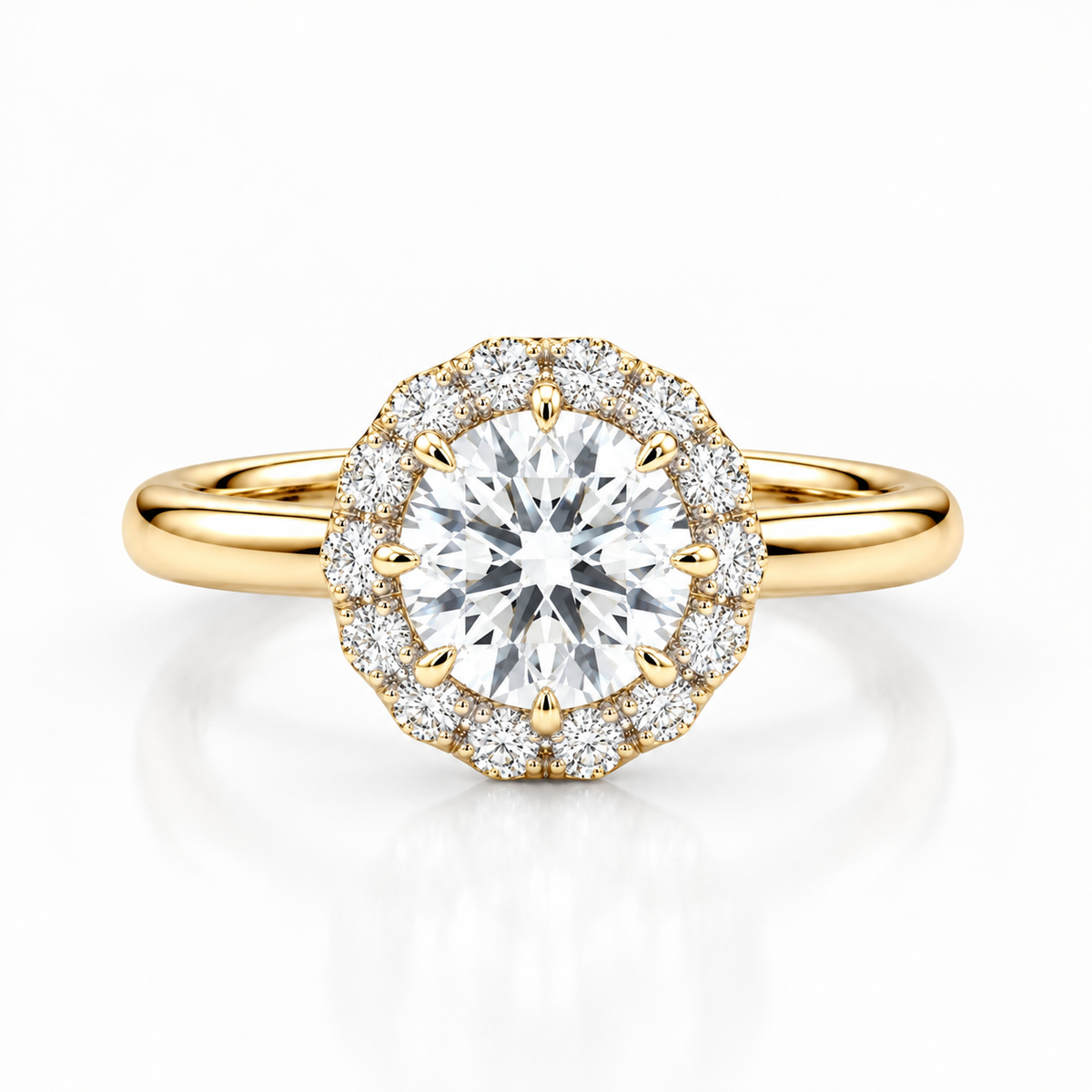 Starburst Halo Round Diamond Ring