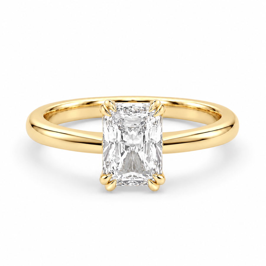 Golden Minimal Elegance Emerald Cut Gold Ring