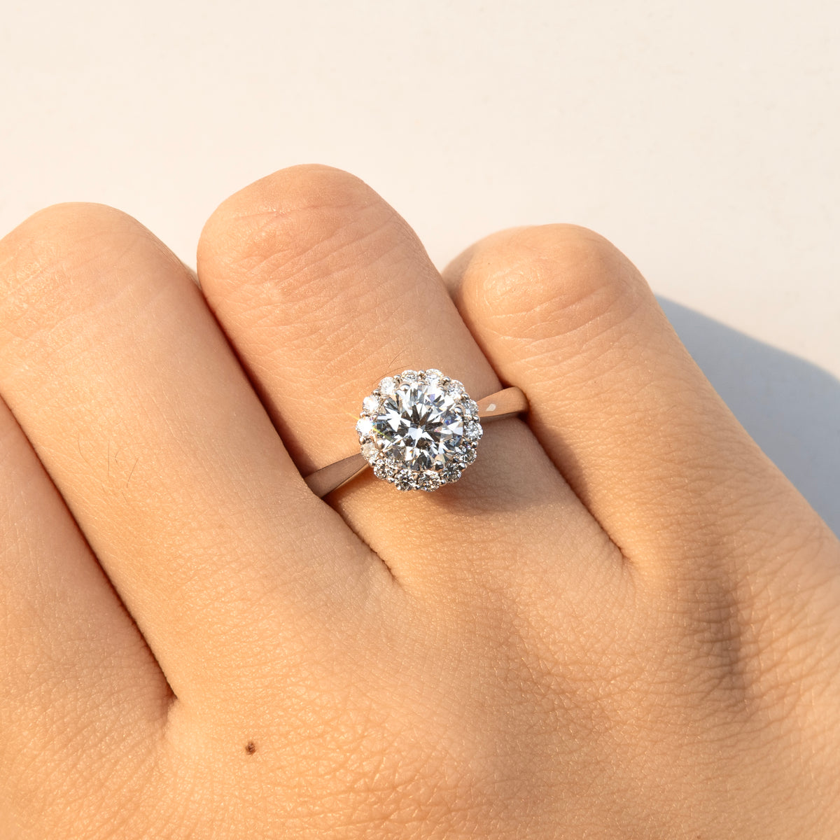 Starburst Halo Round Diamond Ring