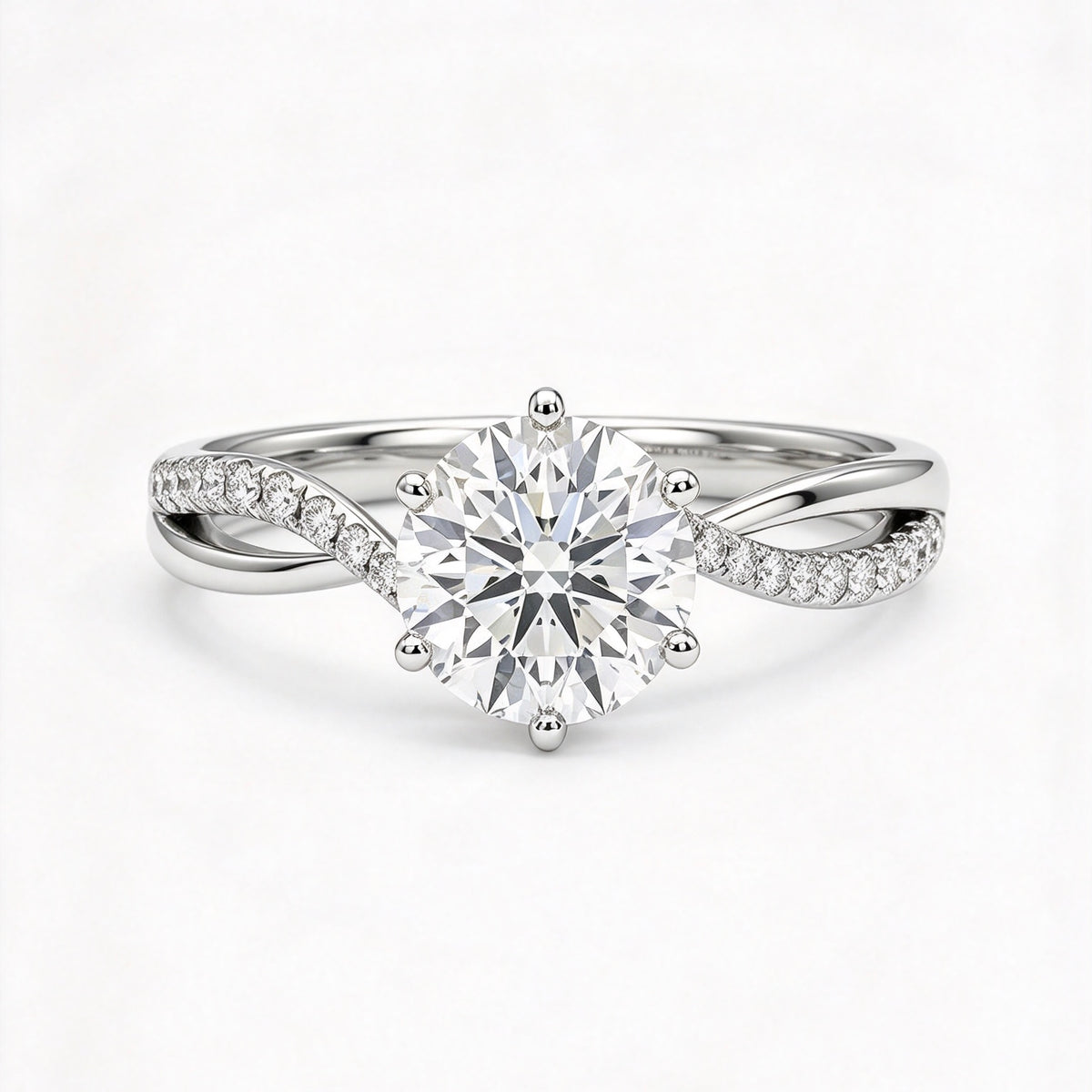 Twisted Shank Round Diamond Ring