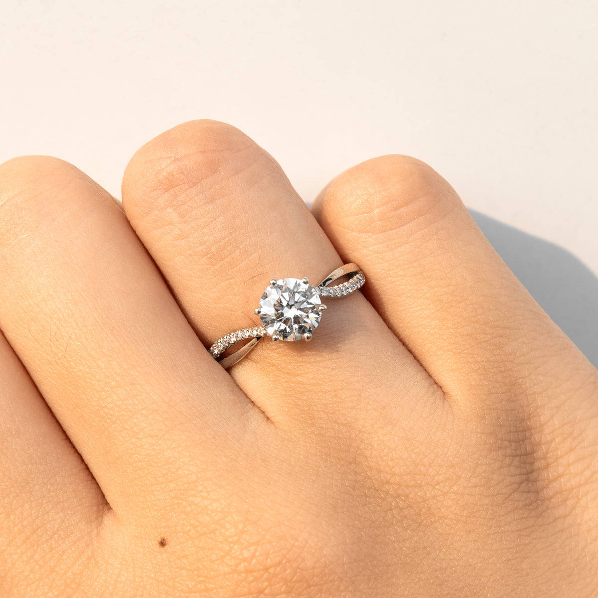Twisted Shank Round Diamond Ring