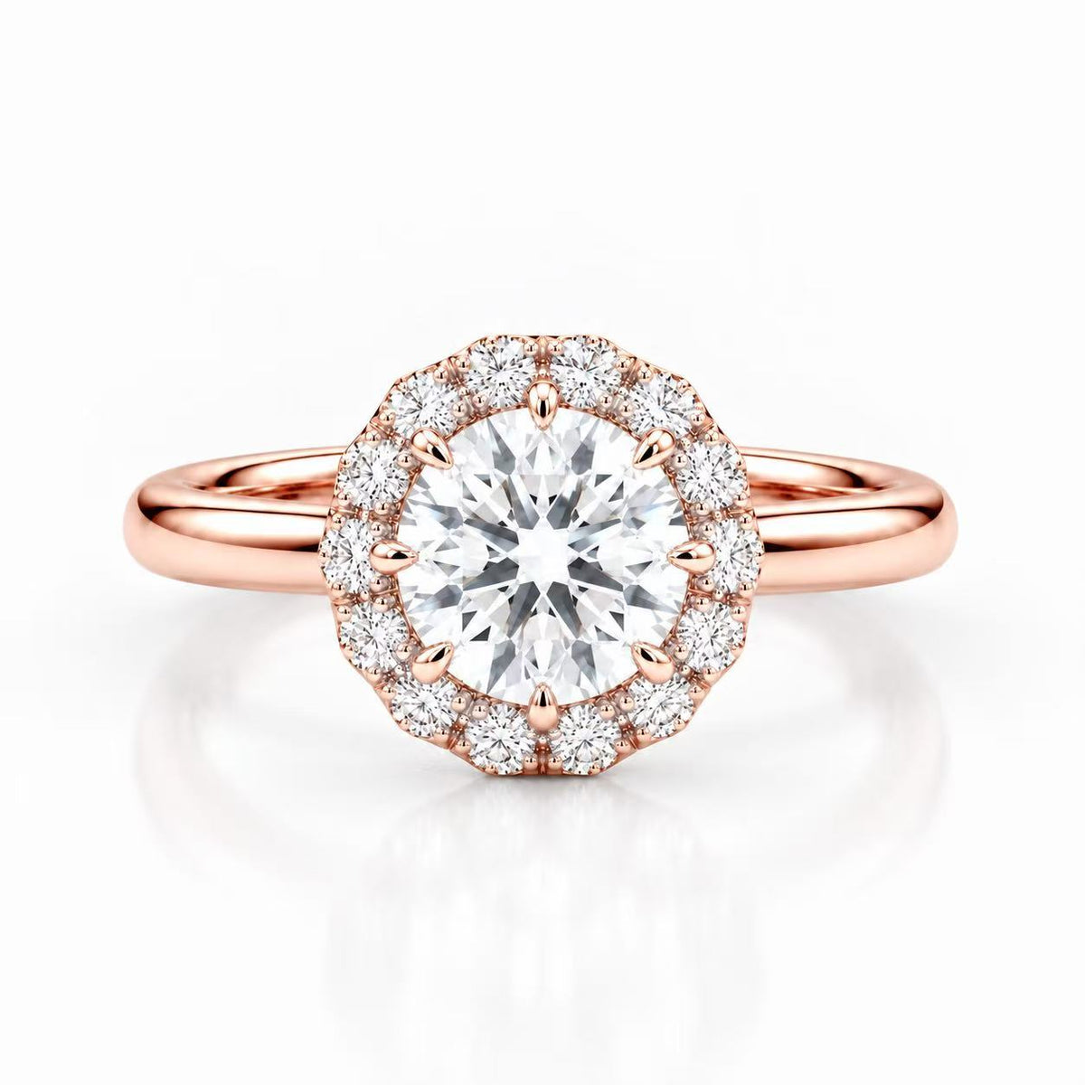 Starburst Halo Round Diamond Ring