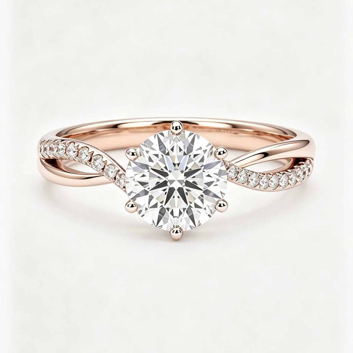 Twisted Shank Round Diamond Ring